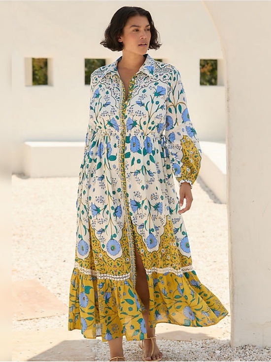 Anthropologie Dresses & Skirts - ANTHROPOLOGIE Eleanora Maxi Shirt Dress Sozi L